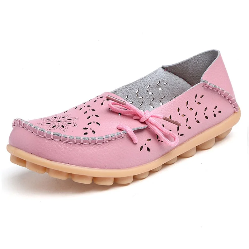 Women's Ballet Flats Genuine Leather Shoes Woman Slip On Loafers Flats Soft Oxford Shoes Casual Sapato Feminino Plus Size 44