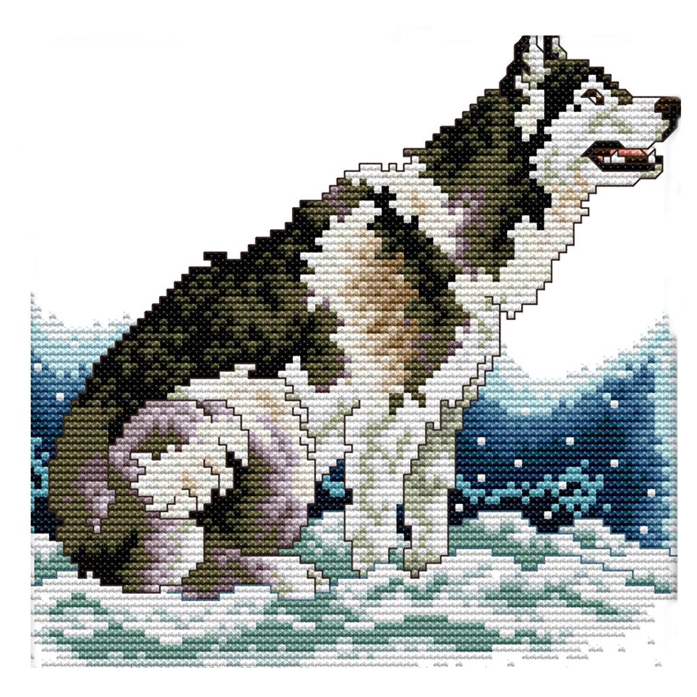 

Wolfdog - 14CT Stamped Cross Stitch - 21*21cm, 501 Original
