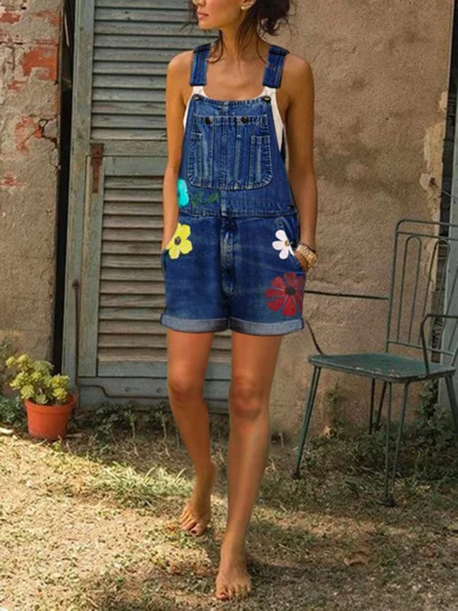 Casual Sunflower Jeans Jumpsuit