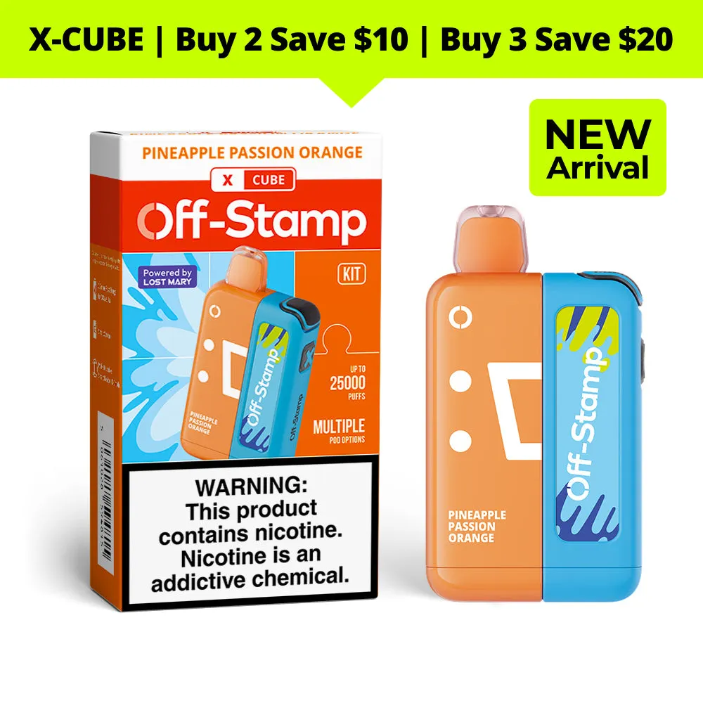 Off Stamp X-Cube Classic Kit vape, Pineapple Passion Orange, 25000 puffs.