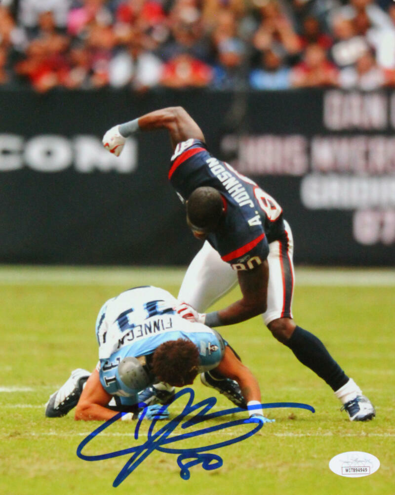 Andre Johnson Signed Houston Texans 8x10 Fight Photo Poster painting- JSA W *Blue