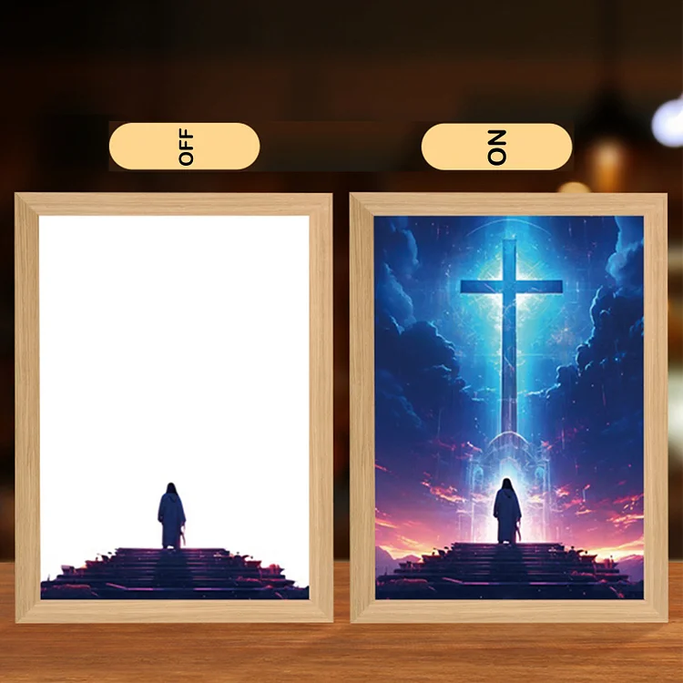 ⛪Painted Jesus Lamp 4D LED Christ Frame Lamp