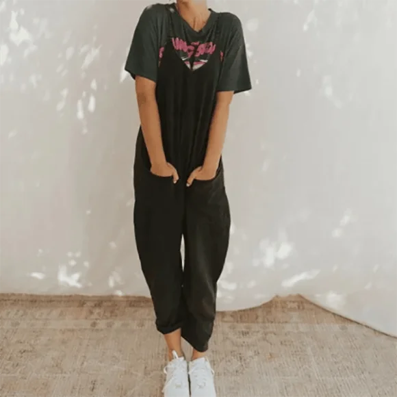 Wide Leg Jumpsuit with Pockets (Buy 2 Free Shipping)