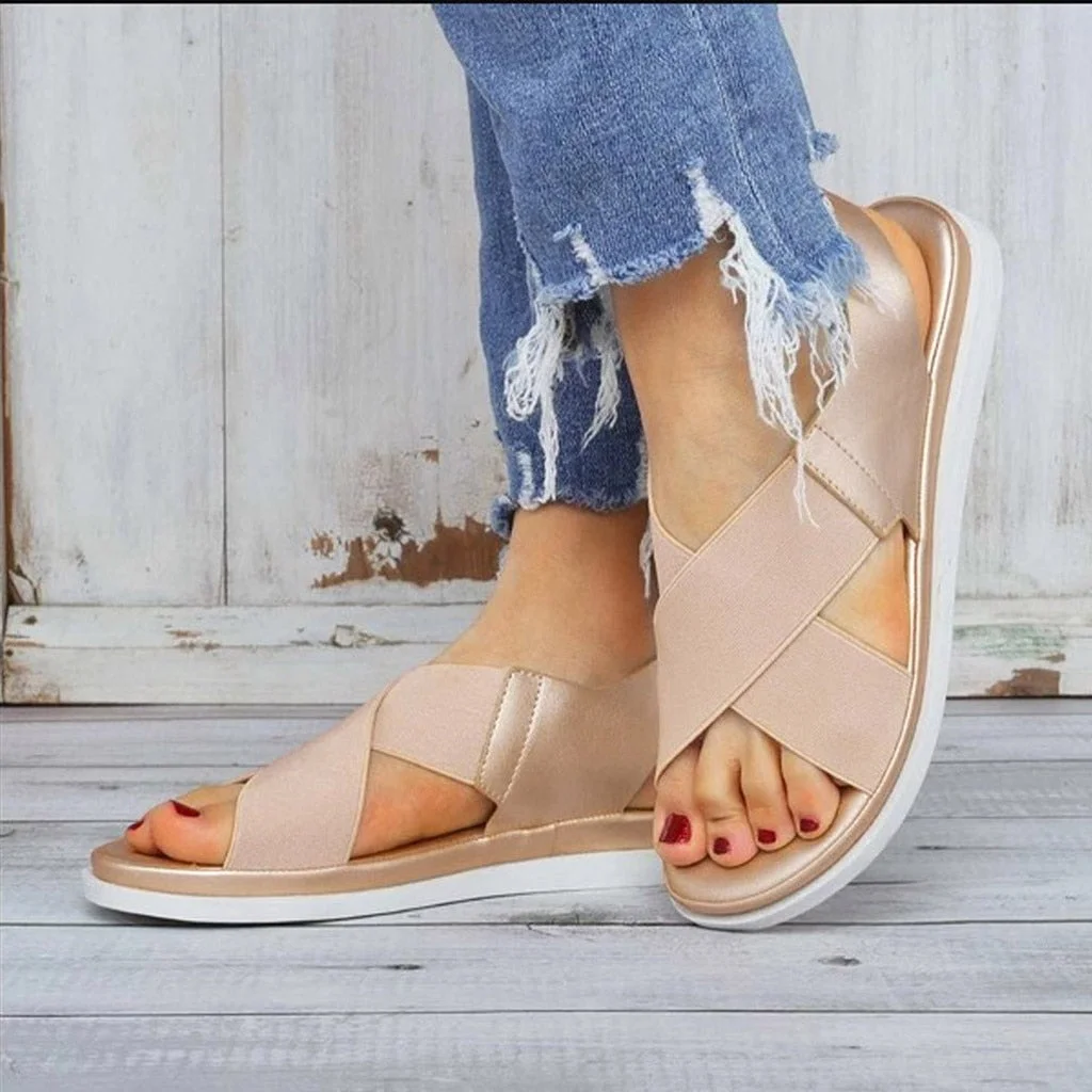 UEONG Comfy Slip On Women Sandals Elastic Textile Splicing Sandals Casual Beach Shoes For Woman Classics Non-slip Lightweight