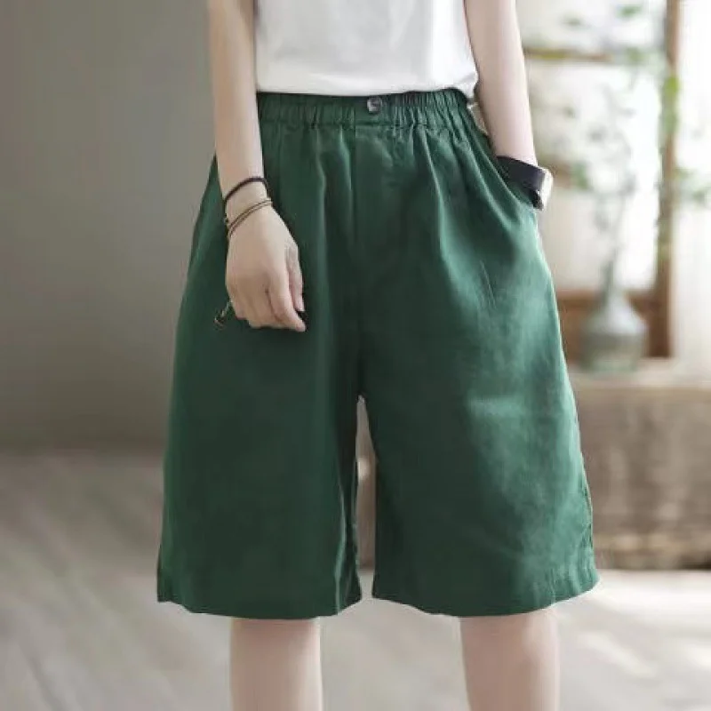 Uveng Uveng Summer Cotton-Skin Shorts Women's Five-Point Trousers Loose-Fitting High-Waisted Thin-Skinny Trousers