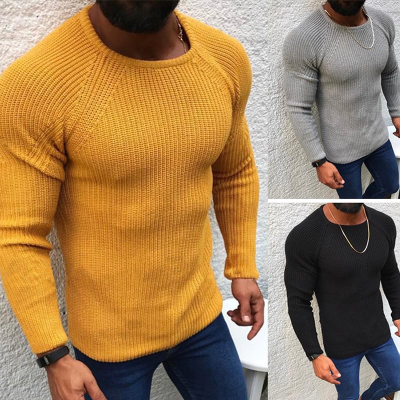 Slim round neck pullover sweater top