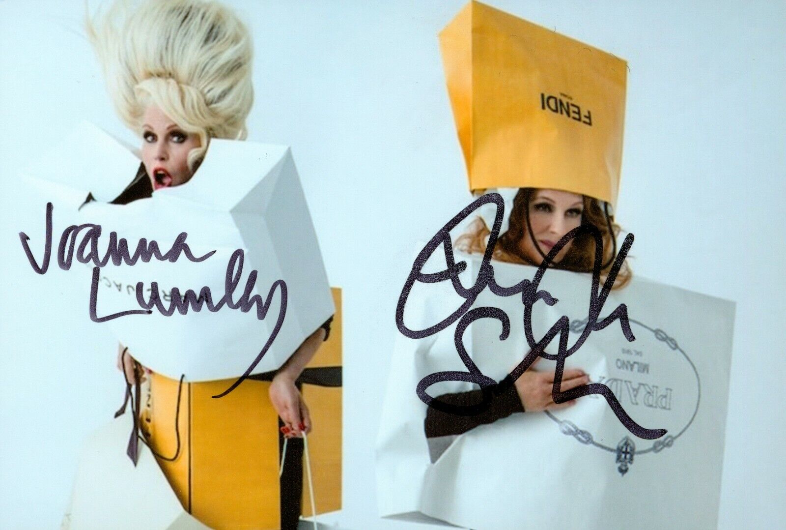 Jennifer Saunders Joanna Lumley Signed 6x4 Photo Poster painting Ab Fab Genuine Autograph + COA