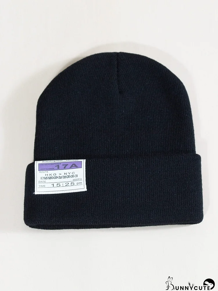 Letter Label Decor Beanie for Women
