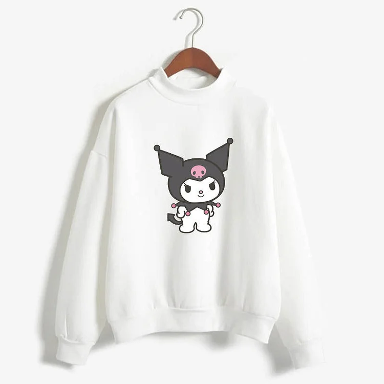 Kuromi Sweatshirt Autumn and Winter Mid-Collar Printed Long Sleeve Loose Student Sweatshirt Sweater