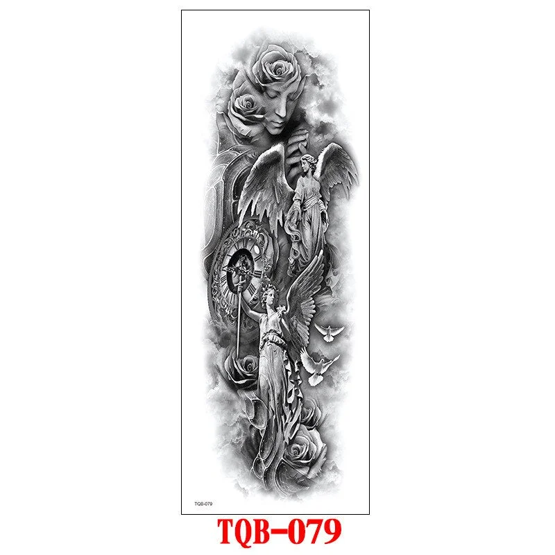 FULL SLEEVE ARM TEMPORARY TATTOO, ORIENTAL DRAGON, LOTUS FLOWERS, MENS, WOMENS