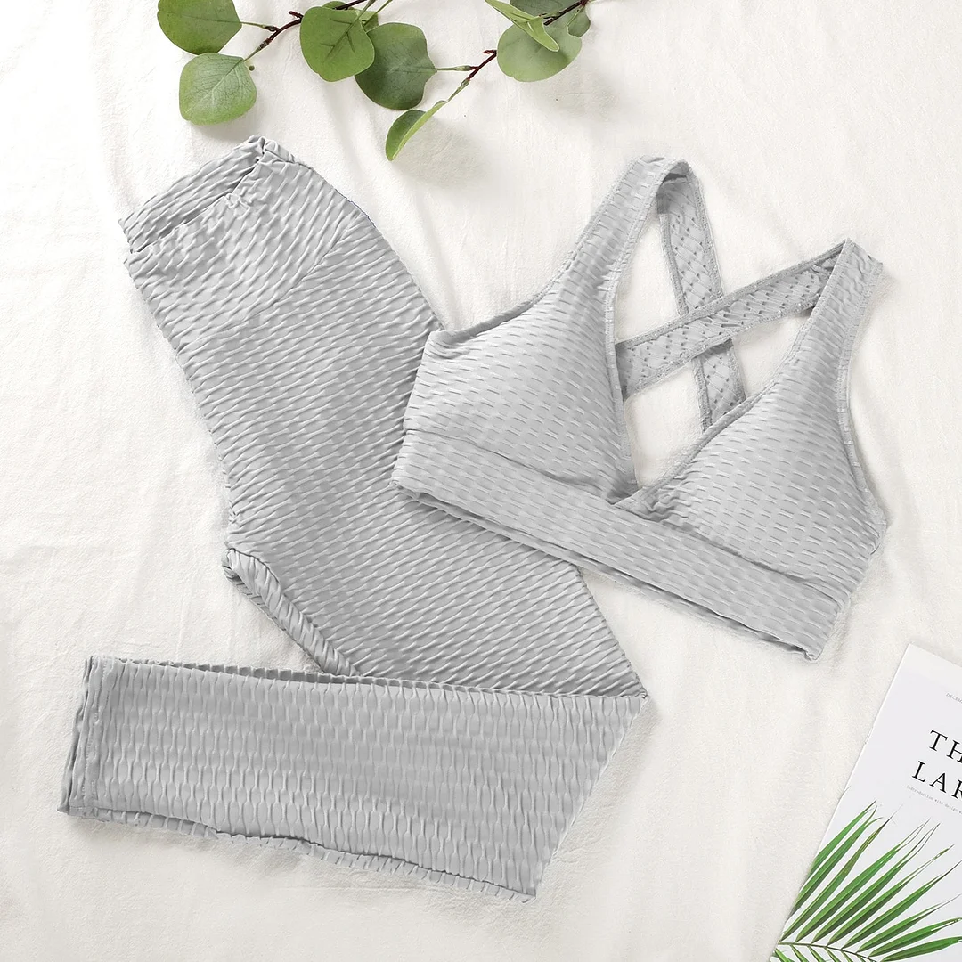 ATHVOTAR Two Piece Shorts Set Women Top and Pants Anti Cellulite Leggings High Waist 3 Piece Set Tracksuits Sweat Suits Women