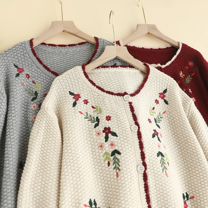 Chicfifth Sweater Women Winter Long Sleeve High Quality Autumn Vintage Top Knitted Cardigan