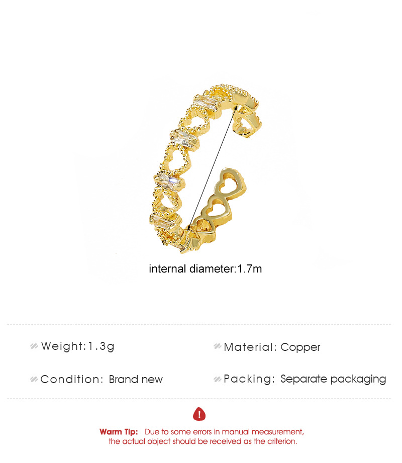 Skeleton Heart Zirconia Gold Plated Ring