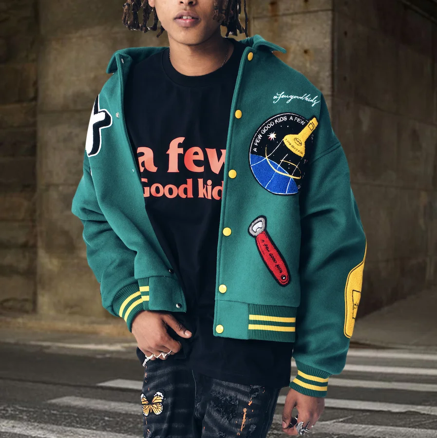 Casual retro baseball rugby jacket