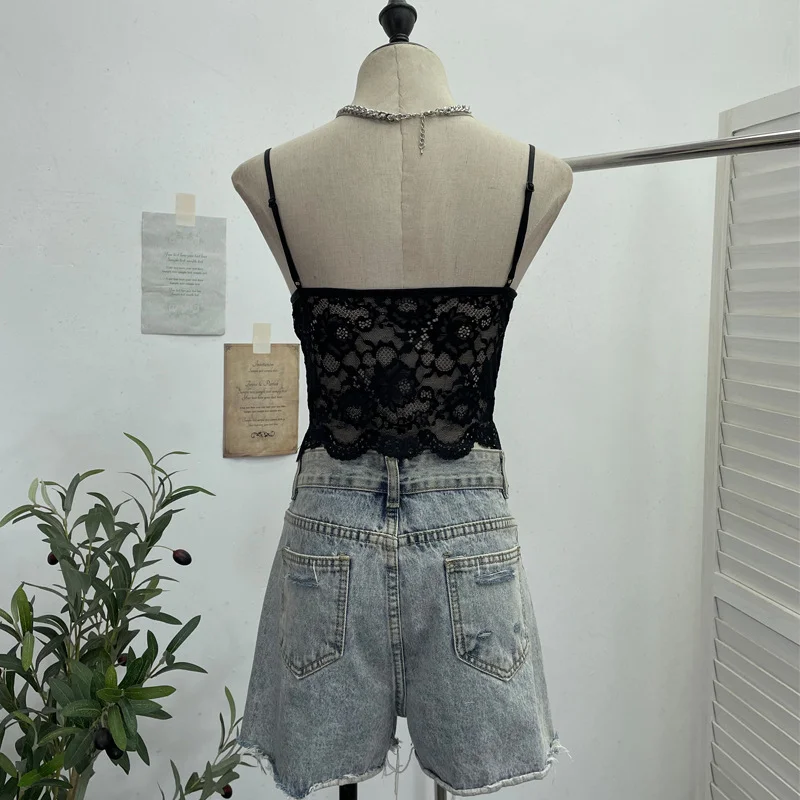 Brownm Real Shot Abstinence Hottie Low Breast With Breast Pad Lace Slings Vest V-Neck Butterfly-Like Umbilical Umb 3045