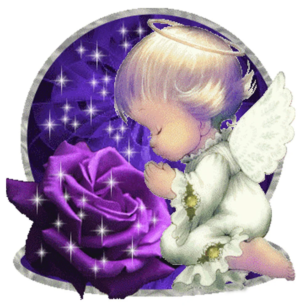 Full Round Diamond Painting - Rose Baby Angel(30*30cm)