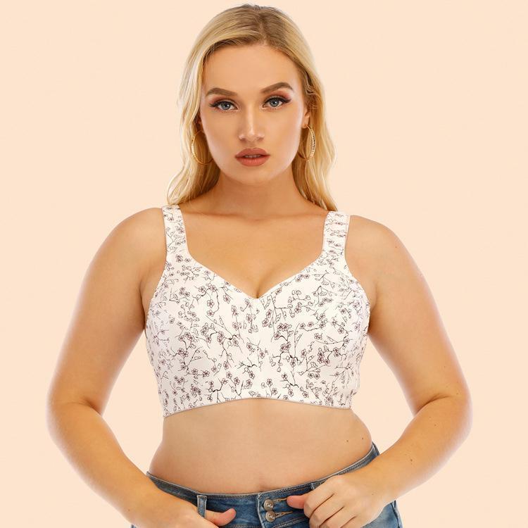  thdmladies Cotton Print Wireless Large Bra thedmladies