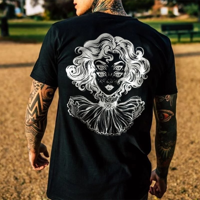 Medusa figure print fashion men's T-shirt designer - Krazyskull