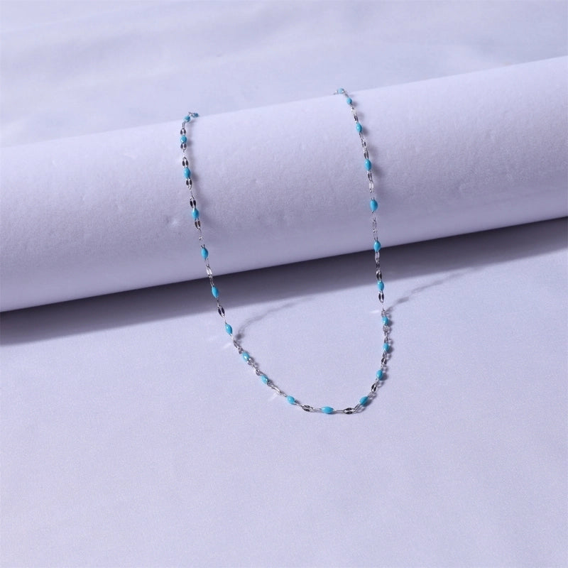 Sweet Color Block Titanium Steel Enamel Necklace
