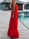 Loose Solid Color Condole Belt Maxi Dress