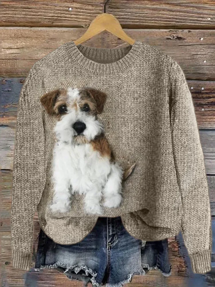 Comstylish Fuzzy Dog Cozy Knit Sweater