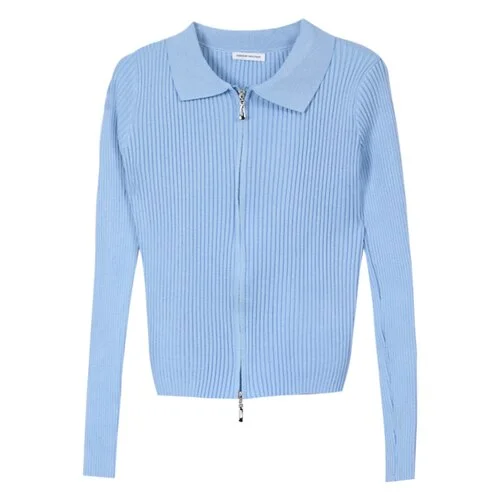 cardigans Women Slim Zipper Turn-down Collar Simple Elegant Vintage Sweaters Knitted Girls Korean Chic Fashion Casual All-match