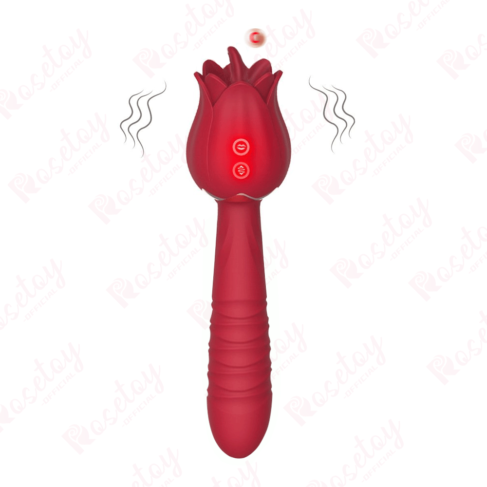 Rose Tongue Licking Thrusting Wand Vibrator,rose toy