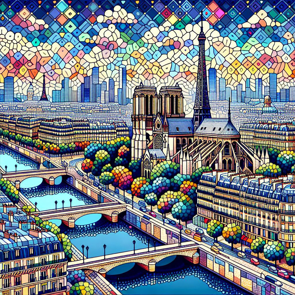Eiffel Tower During The Day 40*40cm(canvas) full round drill diamond painting