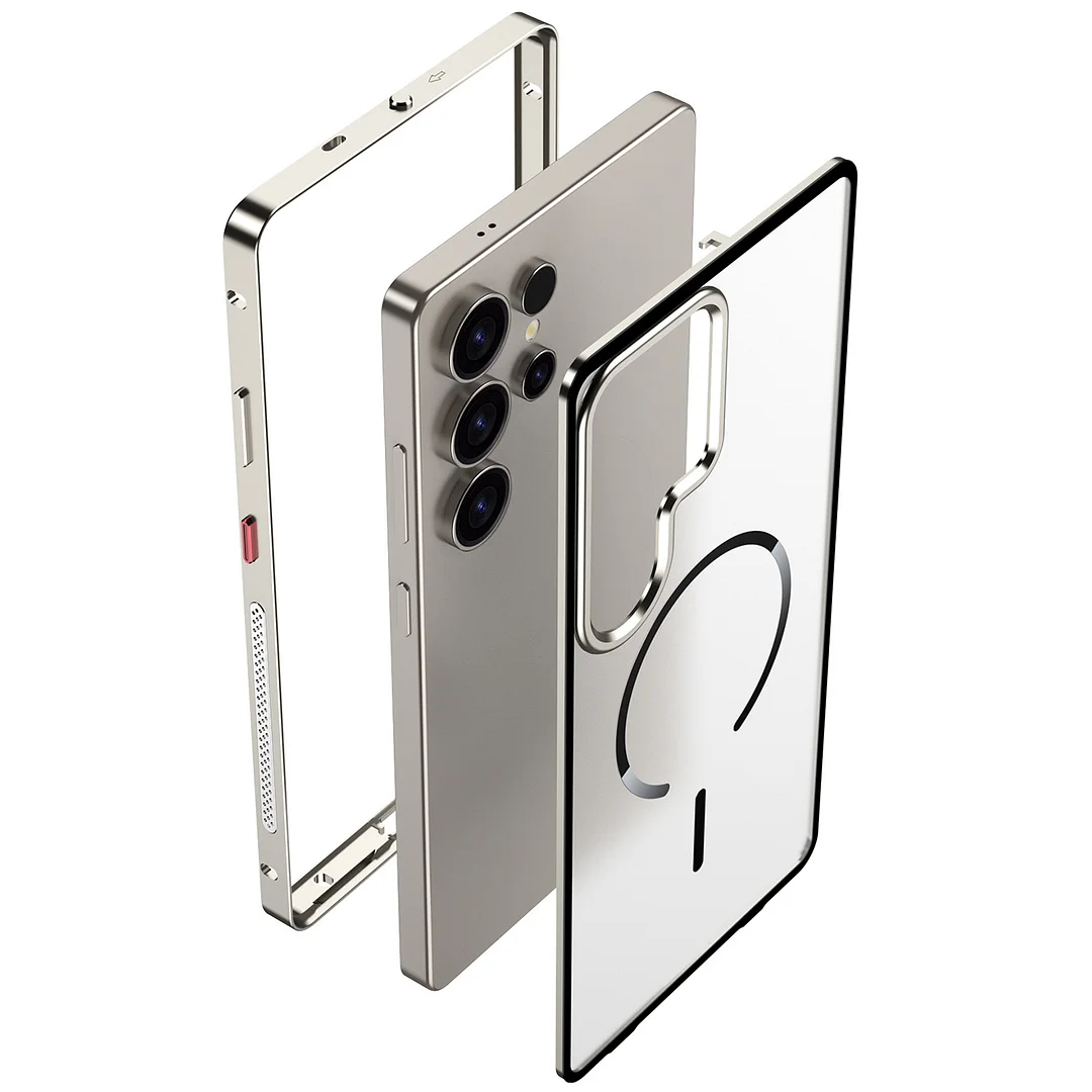 Suitable For Sansumg S25Ultra Metal Frame S25 Mobile Phone Case Samsung S24Plus Frosted Back Plate Magnetic Suction