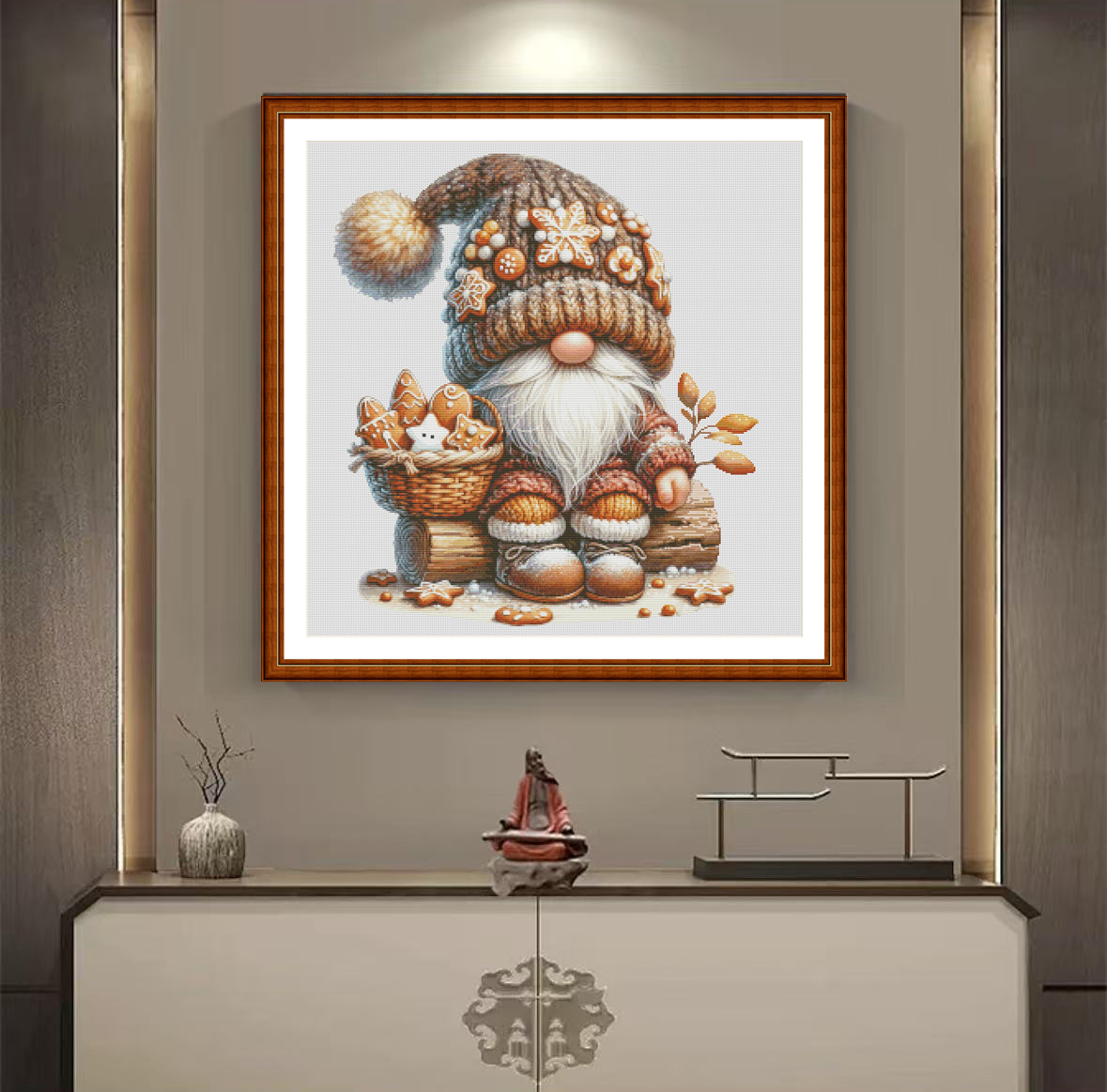 1set DIY Printed Cross Stitch Kit, 【ZZ5065- Gingerbread Dwarf】simple sewing thread Painting Fairy Cross Stitch