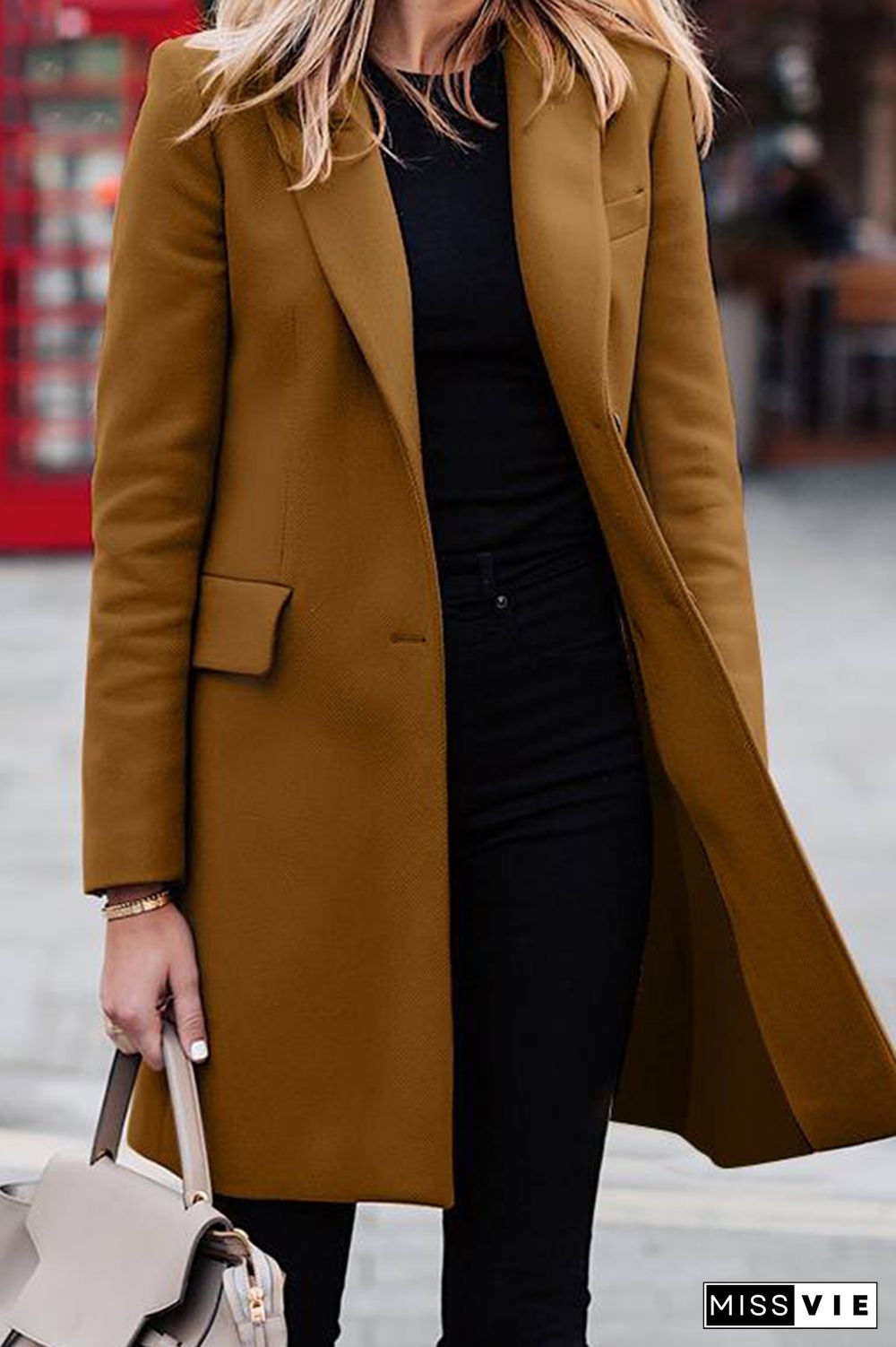 Fashion Solid Patchwork Turndown Collar Outerwear(3 colors)