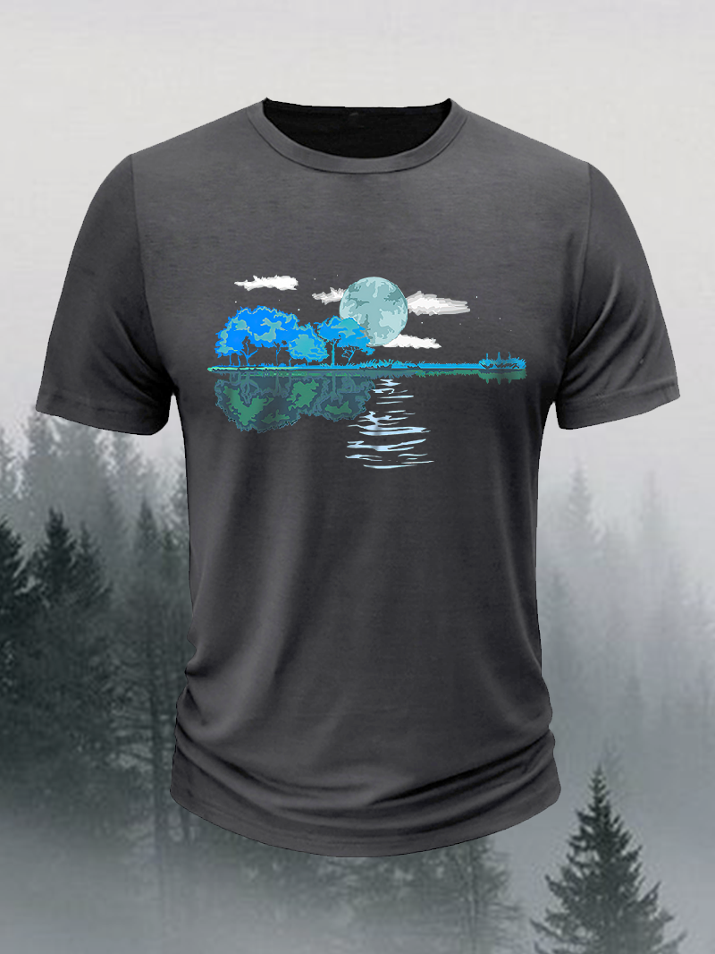 Men's Outdoor Music Guitar Forest Short-Sleeved Shirt in  mildstyles