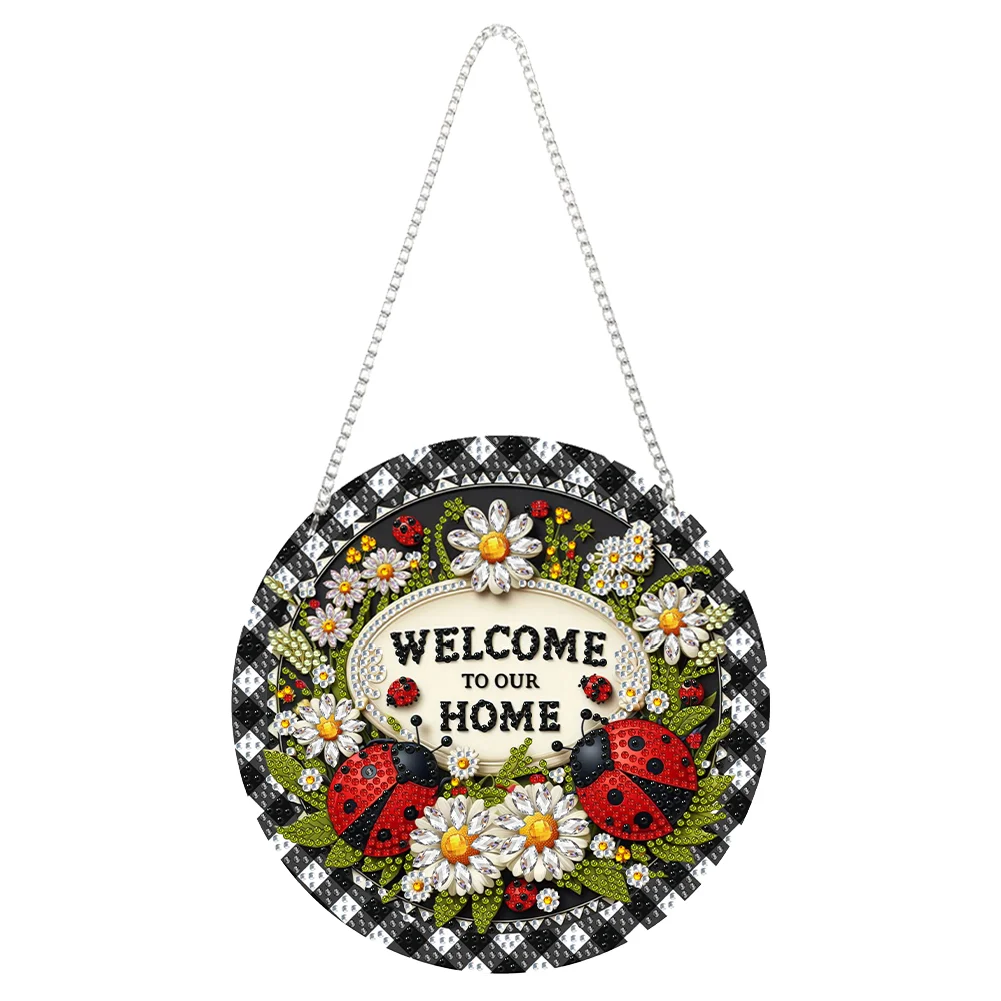 DIY Welcome to Our Home Single-Side Acrylic Diamond Painting Art Pendant