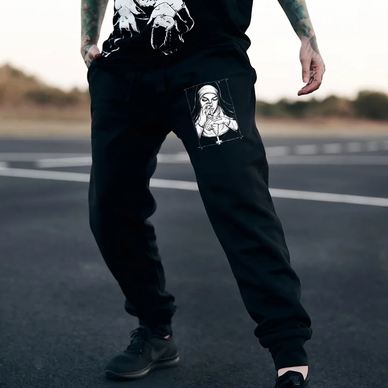 Nun Sucks White Powder Print Casual Men's Sweatpants