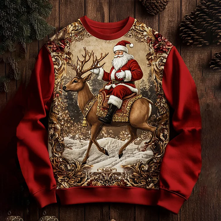 Men's Santa Claus Art Print Casual Sweatshirt