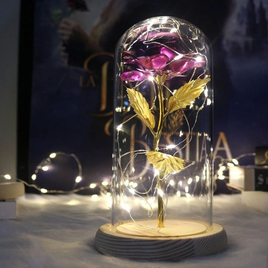 24k Gold Foil Flower Rose Glass Gift