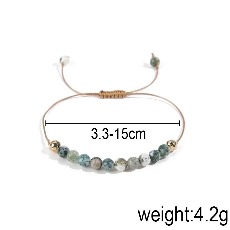 Retro Geometric Polyester Stone Woven Chain Bracelets In Bulk