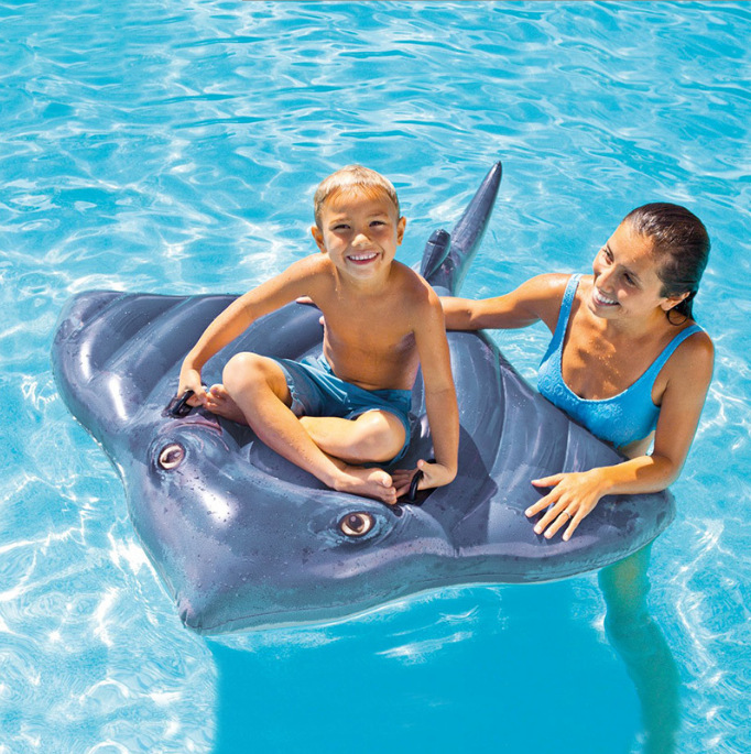 Kids Stingray Ride-On Pool Float 74" X 57" for Ages 3+
