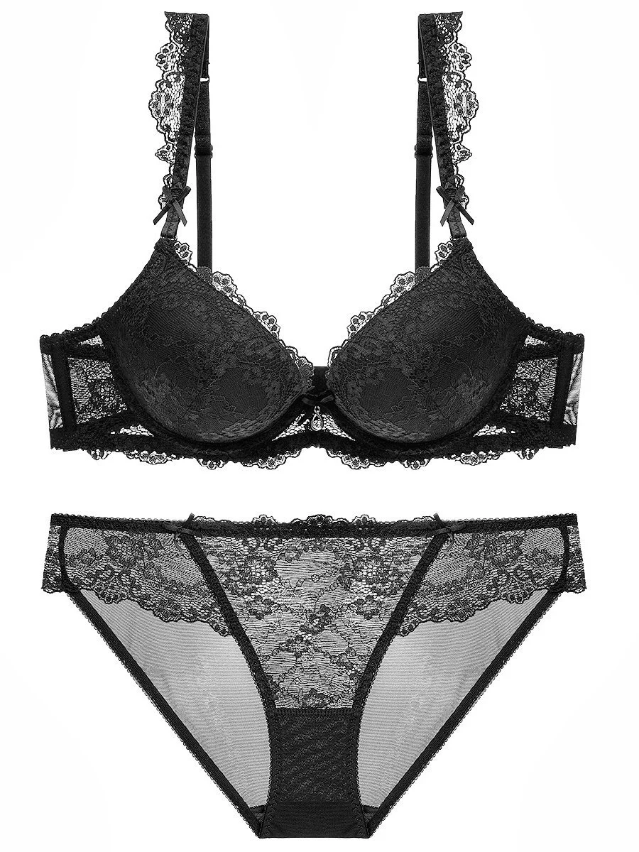 French gathered lace ladie's bra set