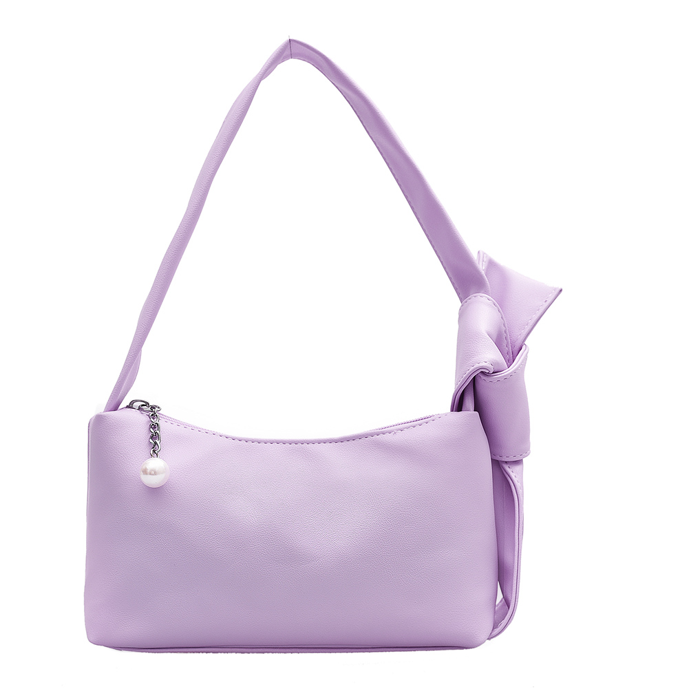 

Women Tie Knot Handbags Portable Solid Color Totes PU Shoulder Bag -Purple, 501 Original