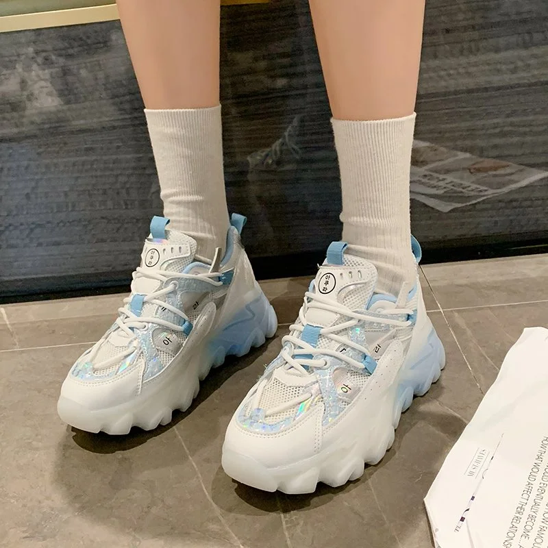 2021 New Sneakers Women Casual Platform Shoes Fashion Jelly Thick Bottom Ladies Trainers Chaussure Femme Chunky Sneakers Woman