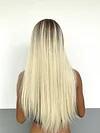 Ombre Black Blonde Long Straight Wigs with Bang Natural Hair Wig