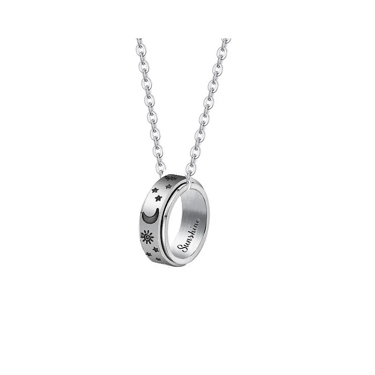 8mm Sun and Moon Couple Ring Necklace