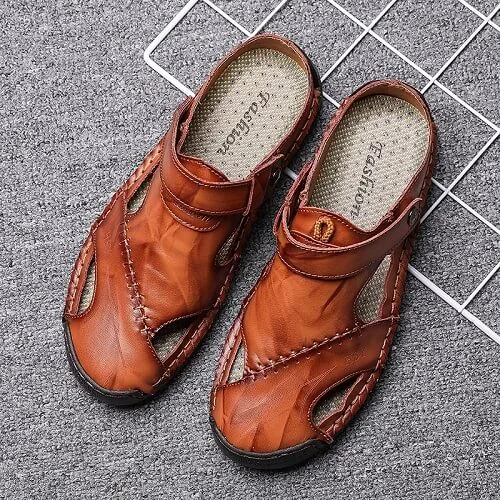 Mqq Orthopedic Shoes Men's  Orthpetic Durable Genuine Leather Sandals