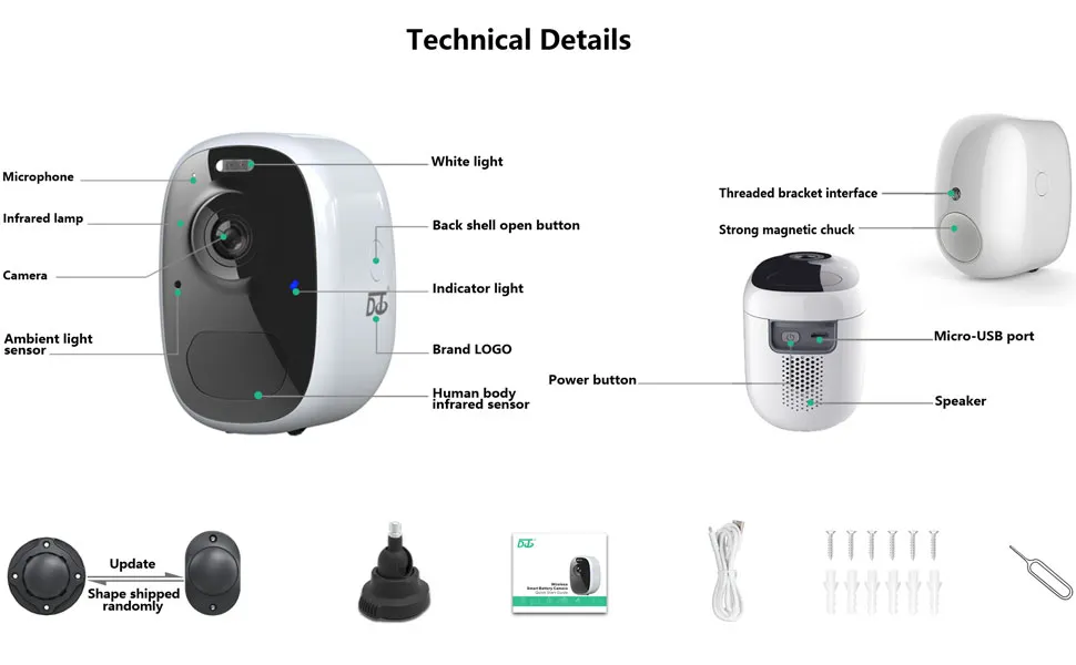 Wireless WiFi Security Camera for Outdoor/Home Battery Powered, 2K