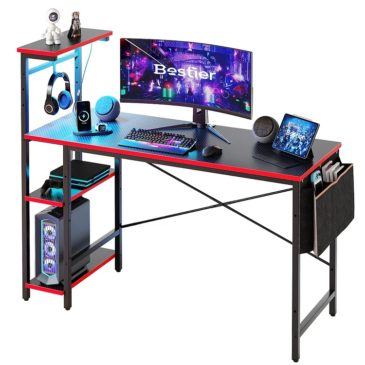 Bestier 52 inch Gaming Computer Desk with LED Light