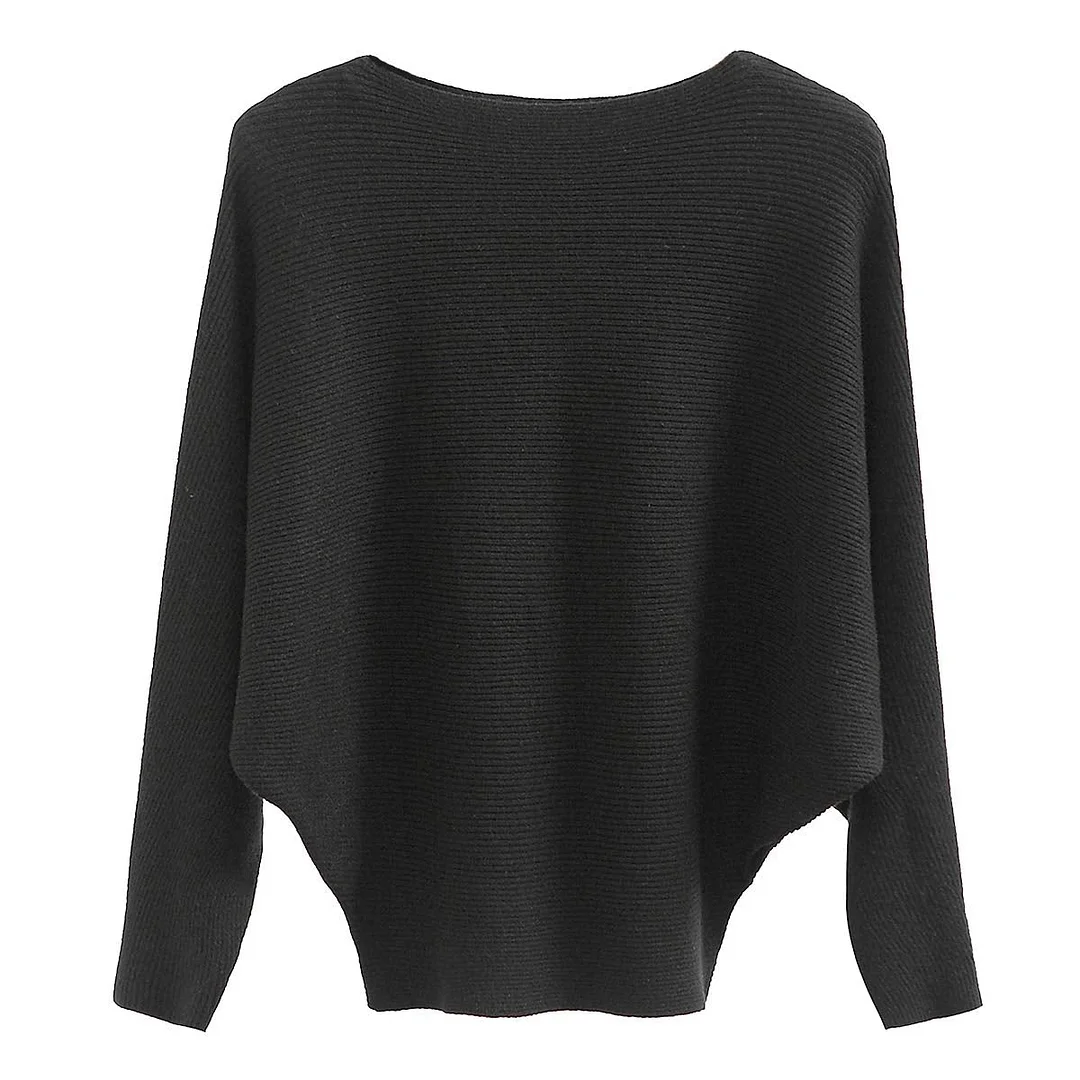 GABERLY Boat Neck Batwing Sleeves Dolman Knitted Sweaters and Pullovers Tops for Women