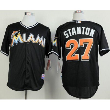 Men's Miami Marlins #27 Giancarlo Stanton Black 2012 Alternate Stitched MLB Jersey
