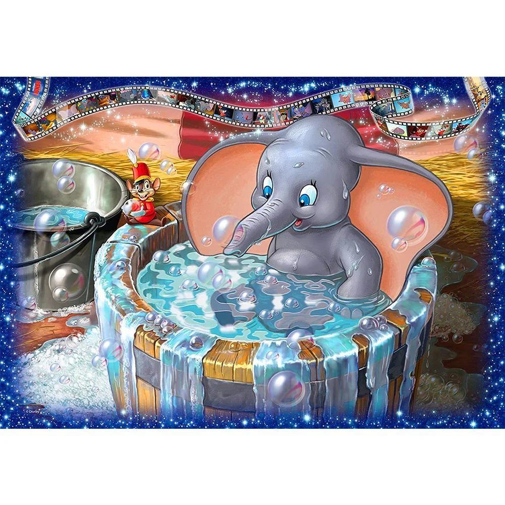 Diamond Painting - Full Round Drill - Bathing elephant(40*30cm)