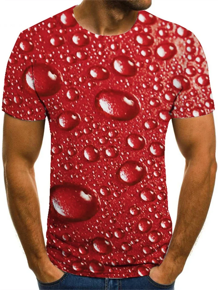 Bubble 3D Printed Men's T-shirt Summer Casual Loose Round Neck Short Sleeve Red Purple Orange Green Blue